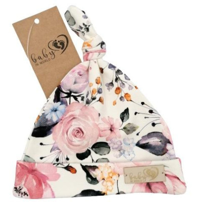 BABY 01088 Czapka niemowlęca smerfetka róża 3-6m