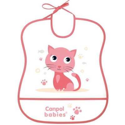 CANPOL 2/919 Śliniak plastikowy miękki - pink cat