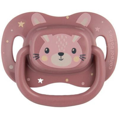 CANPOL 34/925 Smoczek uspokajający silikonowy 6-18 m symetryczny Cute animals różowy