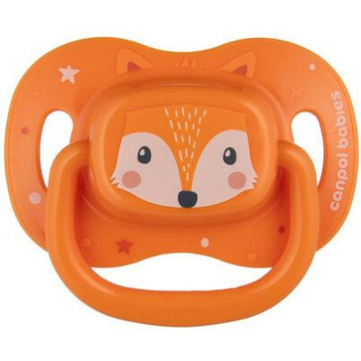 CANPOL 34/925 Smoczek uspokajający silikonowy 6-18 symetryczny Cute Animals  pomarańczowy