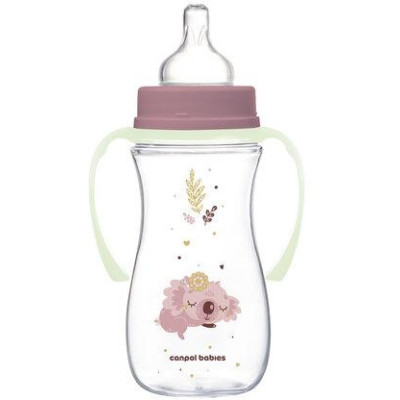 CANPOL 35/238 Butelka antykolkowa 300ml Easy Start Sleepy Koala różowa