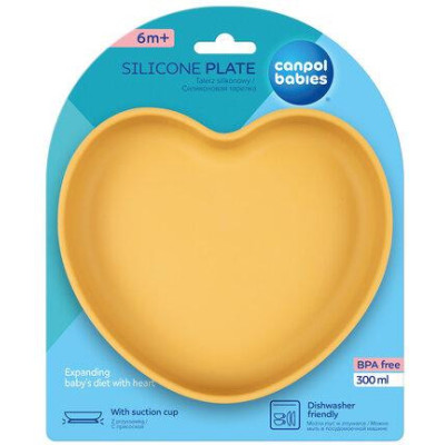 CANPOL 80/309 Silikonowy talerz z przyssawką SERCE yellow
