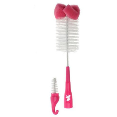AKUKU A0575 Szczotka do czyszczenia butelek i smoczków z gąbką pink