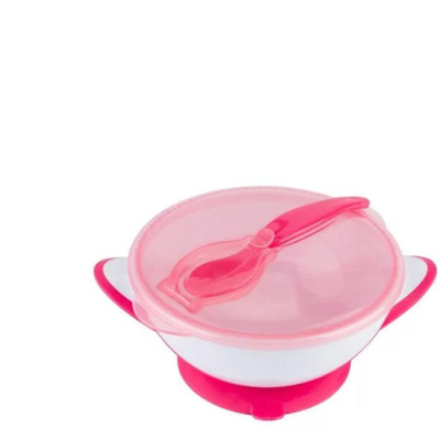 B.O.1063/03 Miseczka dla dzieci i niemowląt z przyssawką i łyżeczką różowa