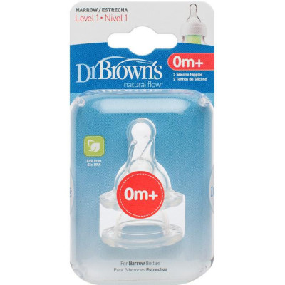 Dr.Browns 302 Smoczek silikonowy do butelki Standard poziom 1 2-pak
