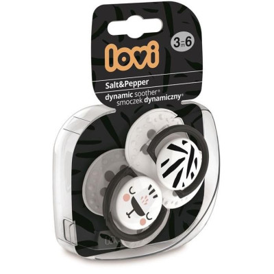 LOVI 22/878 Smoczek silikonowy dynamiczny 3-6 m 2 szt. Salt&Pepper
