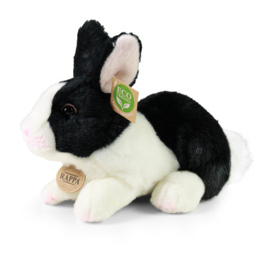 Plyšový králik ležiace bielo čierny, 23 cm, ECO-FRIENDLY