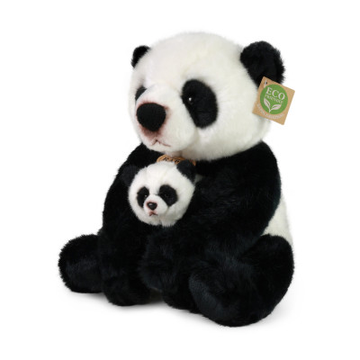 Plyšová panda s mláďaťom, 27 cm, ECO-FRIENDLY