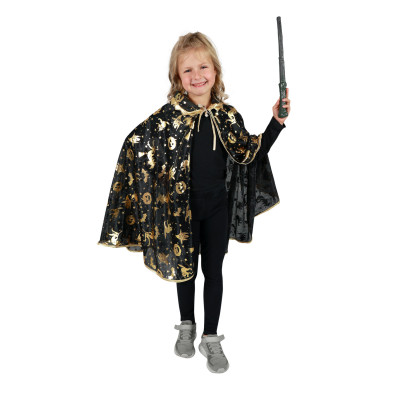 Detský plášť Čarodejník čierny / Halloween