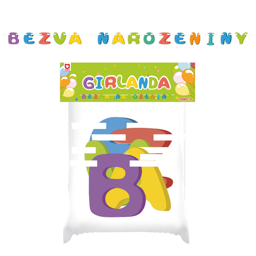 Girlanda papierová BEZVA NAROZENINY Girlanda papierová BEZVA NAROZENINY