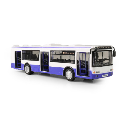 Autobus ktorý hlási zastávky česky 28 cm modrý