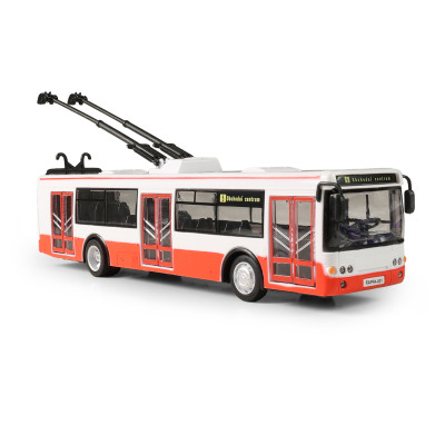 Trolejbus, ktorý hlási zastávky česky, 28 cm