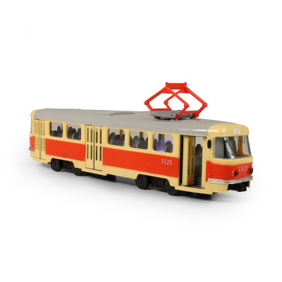 Električka, ktorá hlási zastávky česky 28 cm