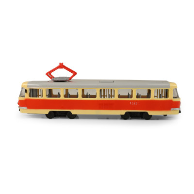 Električka, ktorá hlási zastávky česky 28 cm
