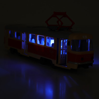 Električka, ktorá hlási zastávky česky 28 cm