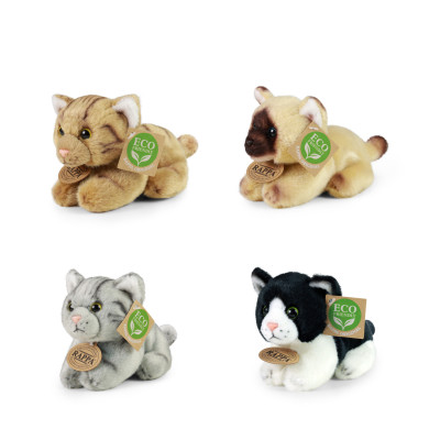 Plyšové mačky ležiace so zvukom, 15 cm, ECO-FRIENDLY