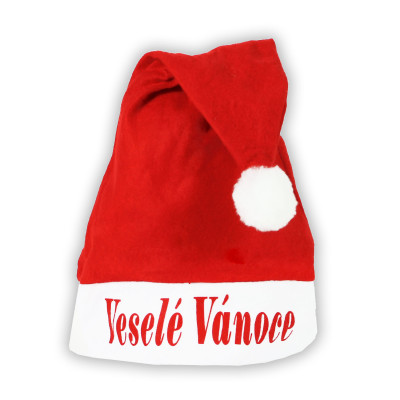 Vianočná čiapka s nápisom Veselé Vianoce
