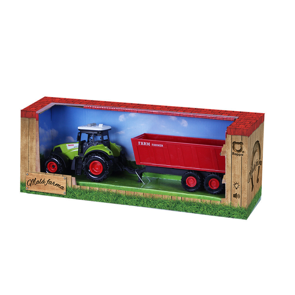 Traktor plastový so zvukom a svetlom s červenou vlečkou Traktor plastový so zvukom a svetlom s červenou vlečkou