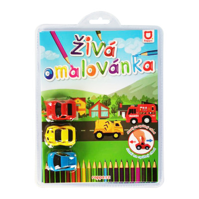Živá omalovánka závodné autá 3 ks