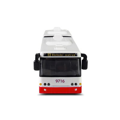 Kĺbový autobus ktorý hlási zastávky česky 36 cm červený