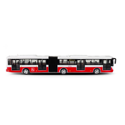 Kĺbový autobus ktorý hlási zastávky česky 36 cm červený