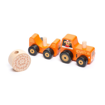 CUBIKA Traktor s vlekom - drevená skladačka s magnetom 3 diely