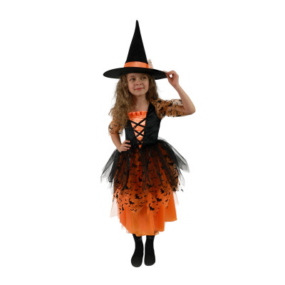 Kostým čarodejnica/Halloween oranž. klobúk (S) e-obal