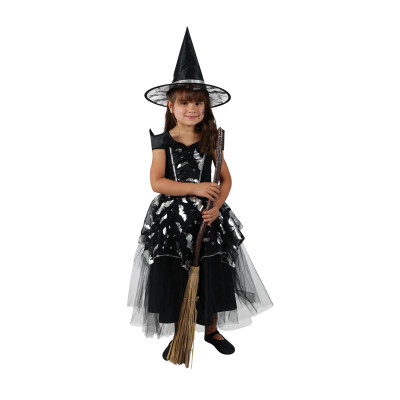Dětský kostým netopýrka čarodějnice/Halloween (S) EKO
