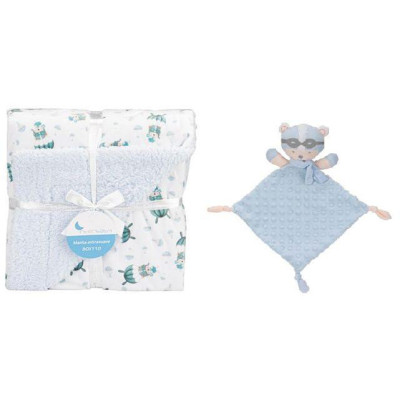 INTERBABY | Deka BARÁNOK &amp, PADÁK + prítulka - modrá