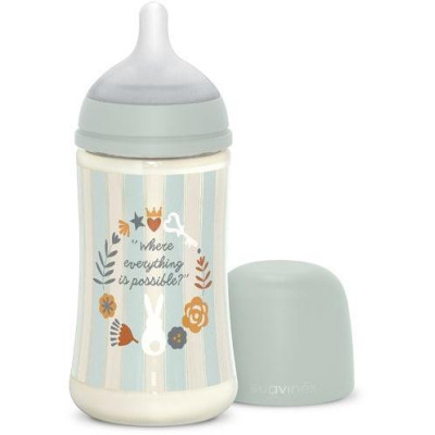 SUAVINEX | Dojčenská fľaša WONDERLAND 270ml FYZIOL PRŮTOK M - ZELENÁ