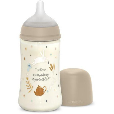 SUAVINEX | Dojčenská fľaša WONDERLAND 270ml FYZIOL PRŮTOK M - KRÉMOVÁ