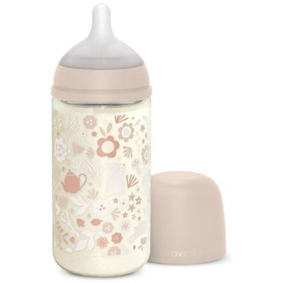 SUAVINEX | Fľaša sklo WONDERLAND 240 ml fyziologická SX PRO +3 MF - LIBERTY RŮŽOVÁ