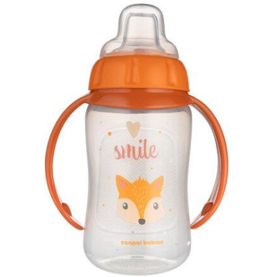 CANPOL 56/512 Kubek treningowy z miękkim ustnikiem 320ml CUTE ANIMALS pomarańczowy