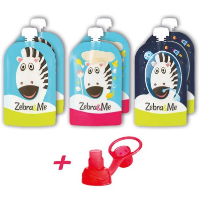 Zebra&Me kapsičky na opakované použitie 6ks + náustok zadarmo - zebra + kozmonaut + kuchár