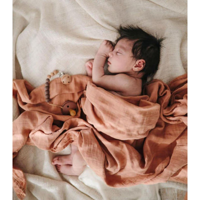 Mushie mušelínová zavinovačka z organickej bavlny - Caramel Polka Dots