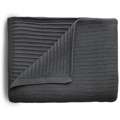 Mushie pletená detská deka z organickej bavlny - pásiková Dark Gray