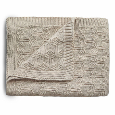 Mushie pletená detská deka z organickej bavlny - vzorkovaná Beige