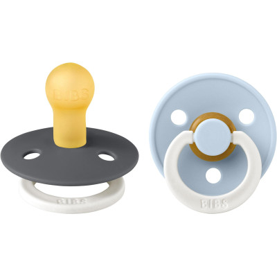 BIBS Colour cumlíky z prírodného kaučuku 2ks - veľkosť 1 - Iron Nočný / Baby Blue Nočný