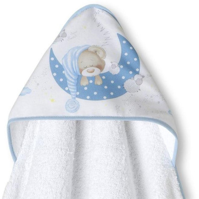 INTERBABY | SET - OSUŠKA froté 100x100 Medvedík spí + PRÍTULKA - modrá