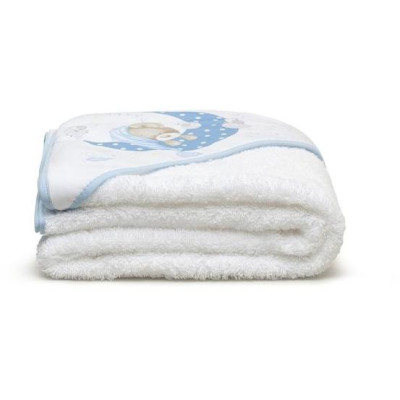 INTERBABY | SET - OSUŠKA froté 100x100 Medvedík spí + PRÍTULKA - modrá