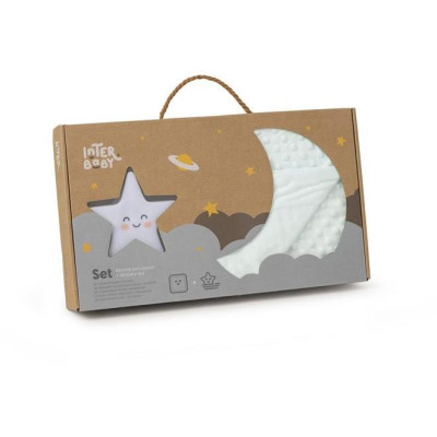 INTERBABY | SET Deka extra mäkká guličky + lampička HVIEZDA  - zelená