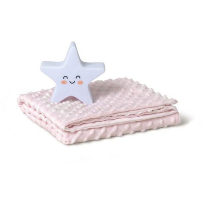 INTERBABY | SET Deka extra mäkká guličky + lampička HVĚZDA  - růžová
