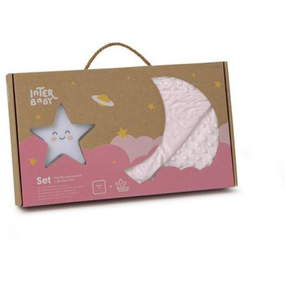 INTERBABY | SET Deka extra mäkká guličky + lampička HVIEZDA - ružová