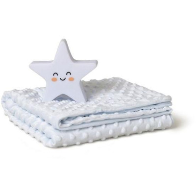 INTERBABY | SET Deka extra mäkká guličky + lampička HVĚZDA  - MODRÁ