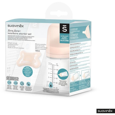 SUAVINEX | SADA ANTIKOLIKOVÁ Zerø.Zerø™ FĽAŠA 180 ml A + cumlík Zerø.Zerø™ -2/ 2M
