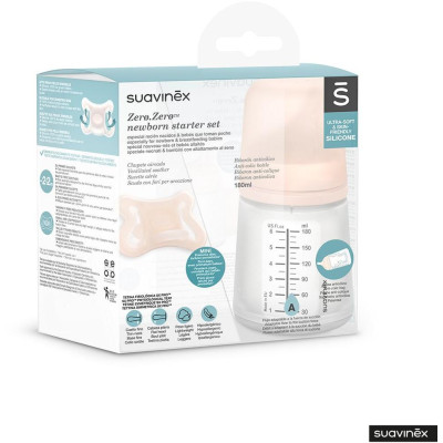 SUAVINEX | SADA ANTIKOLIKOVÁ Zerø.Zerø™ FĽAŠA 180 ml A + cumlík Zerø.Zerø™ -2/ 2M