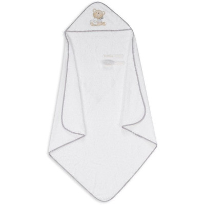 INTERBABY | OSUŠKA froté MEDVÍDEK LOVE + KEFA - bielo/sivá