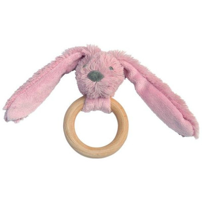 Happy Horse | Králiček Richie s dreveným krúžkom - old pink veľkosť: 12 cm
