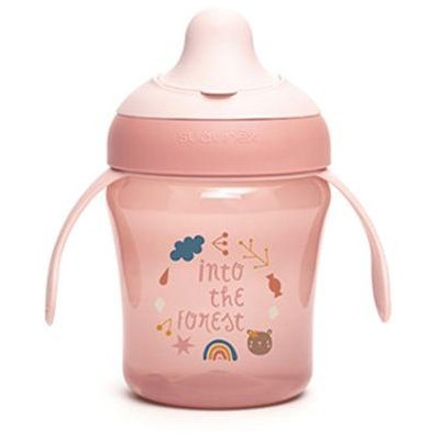 SUAVINEX | Nerozlievací hrnček FOREST 200 ml - ružová + plienka ZADARMO