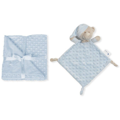 INTERBABY | Deka mäkká guličky + prítulka - MODRÁ